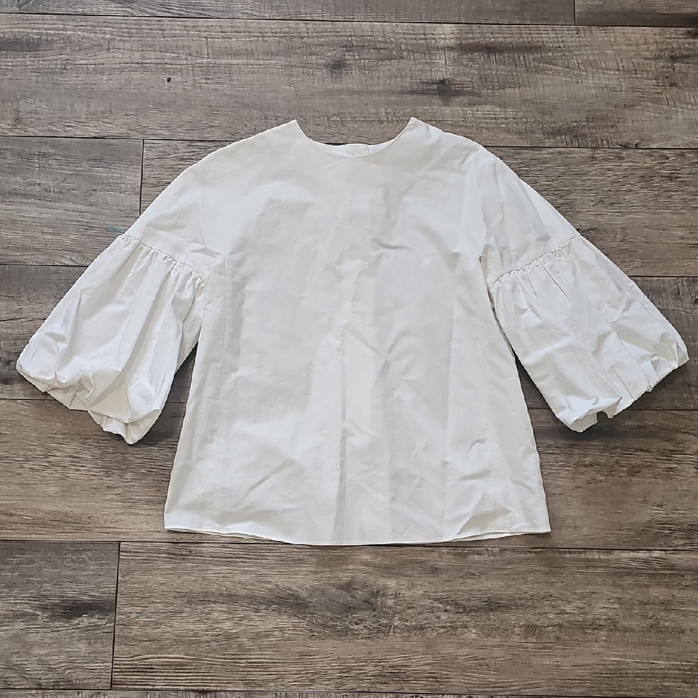 Tibi White Puff Sleeve Blouse